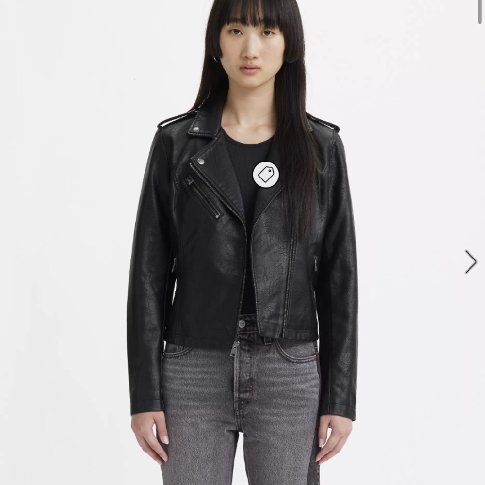 Black Faux Leather Moto Jacket - Women
